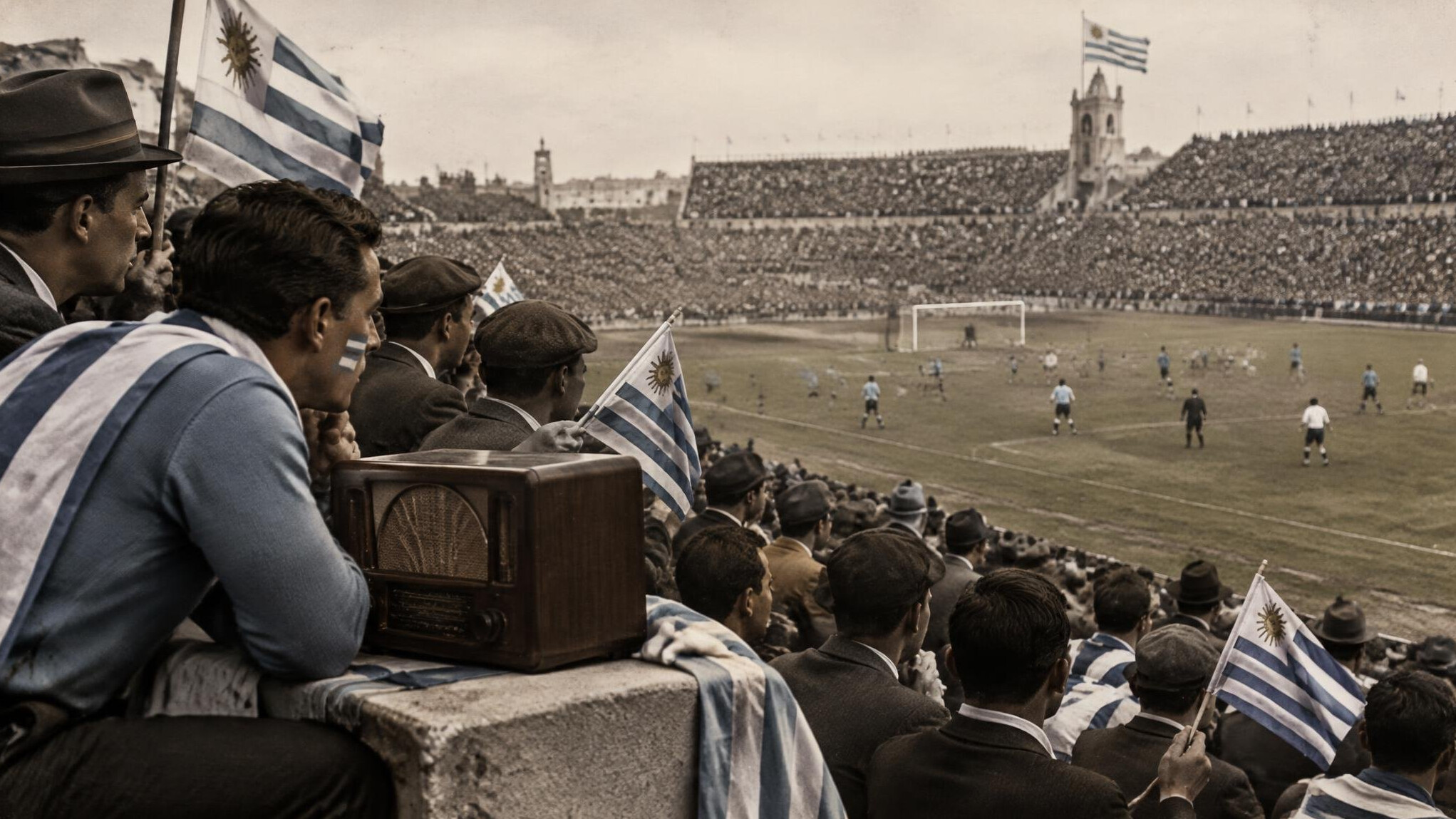 vintage football stadium crowd